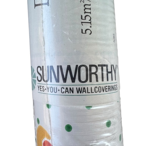 Vintage Cat Kitty Wallpaper Double Roll Polka Dots Flowers Kitschy Sunworthy NOS - Picture 5 of 8